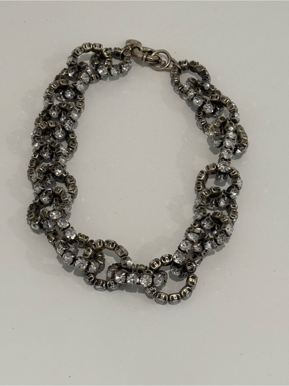 J. Crew Silver-Tone Crystal Chain Bracelet